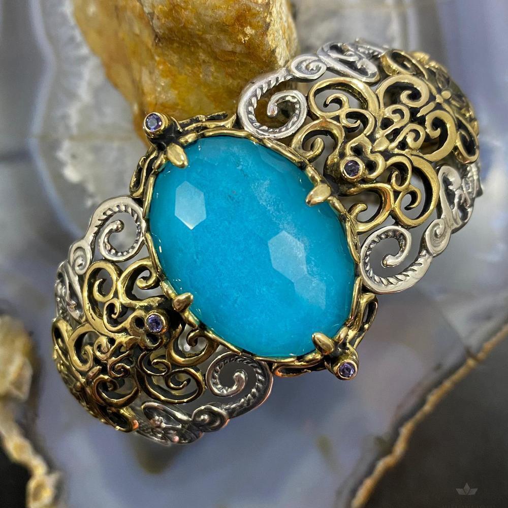 Carolyn Pollack Sterling/Brass Faceted Blue Quartzite Doublet Tanzanite Bracelet